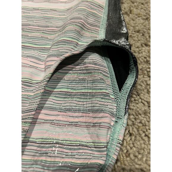 IVIVVA by Lululemon size 10 Girls LEOTARD Pink & Mint Green w/SILVER SHIMMER J23 - Picture 4 of 9